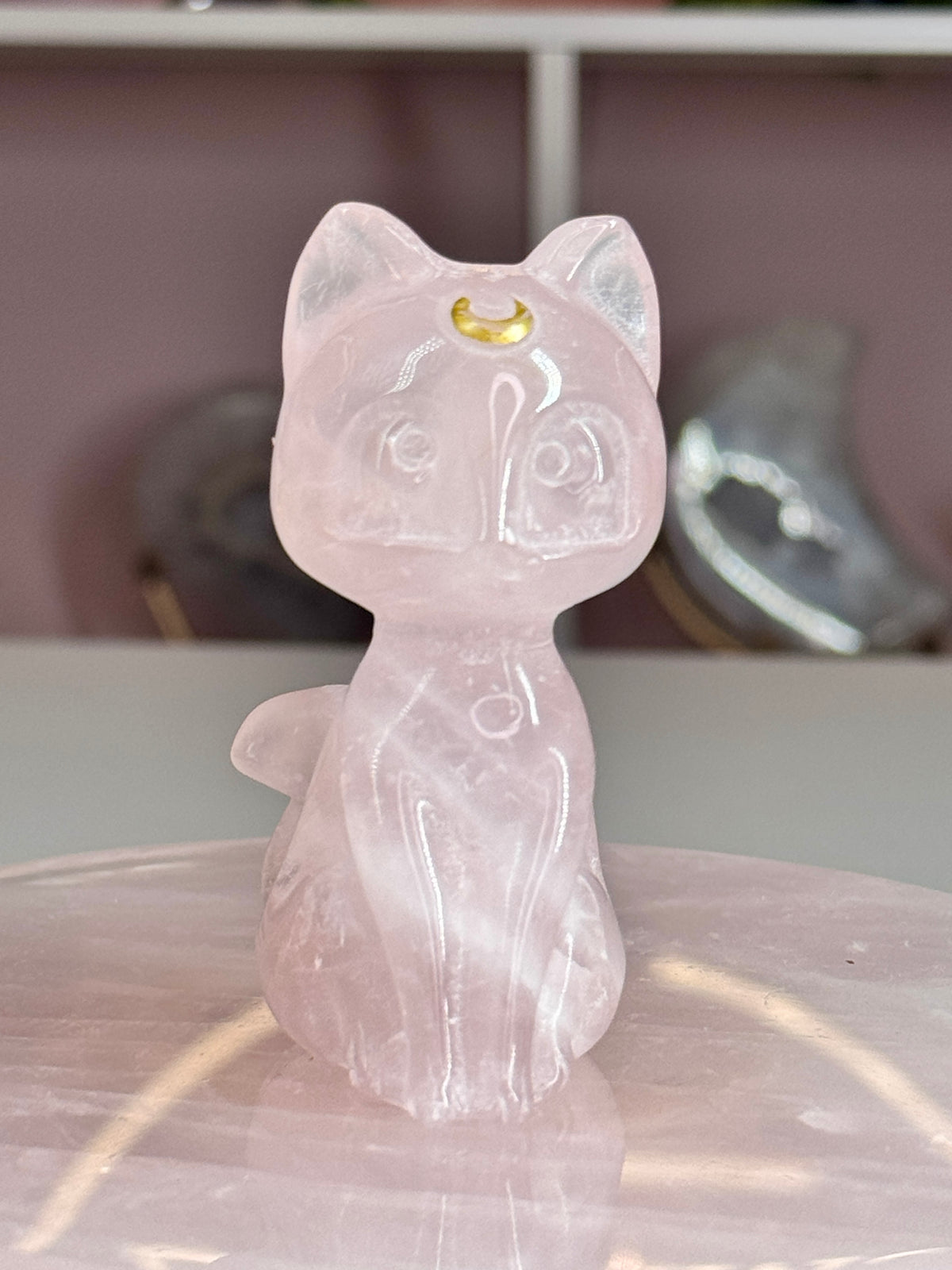 Luna Crystal Cats | Crescent Moon Cat Carvings | 4 Crystal Options