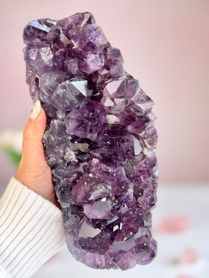 Deep Purple Amethyst Cluster with Sugar Druzy | High-Vibration Statement Crystal