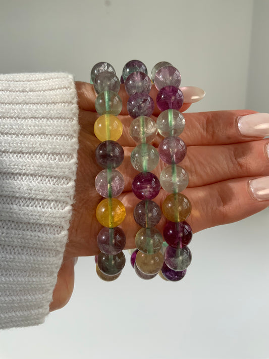 Rainbow Fluorite Bracelet –  Crystal Bead Bracelet | Focus & Clarity Stone