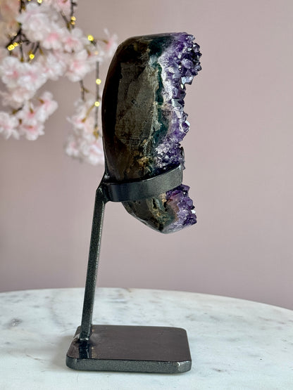 Uruguay Amethyst Druzy Cluster on Custom Stand