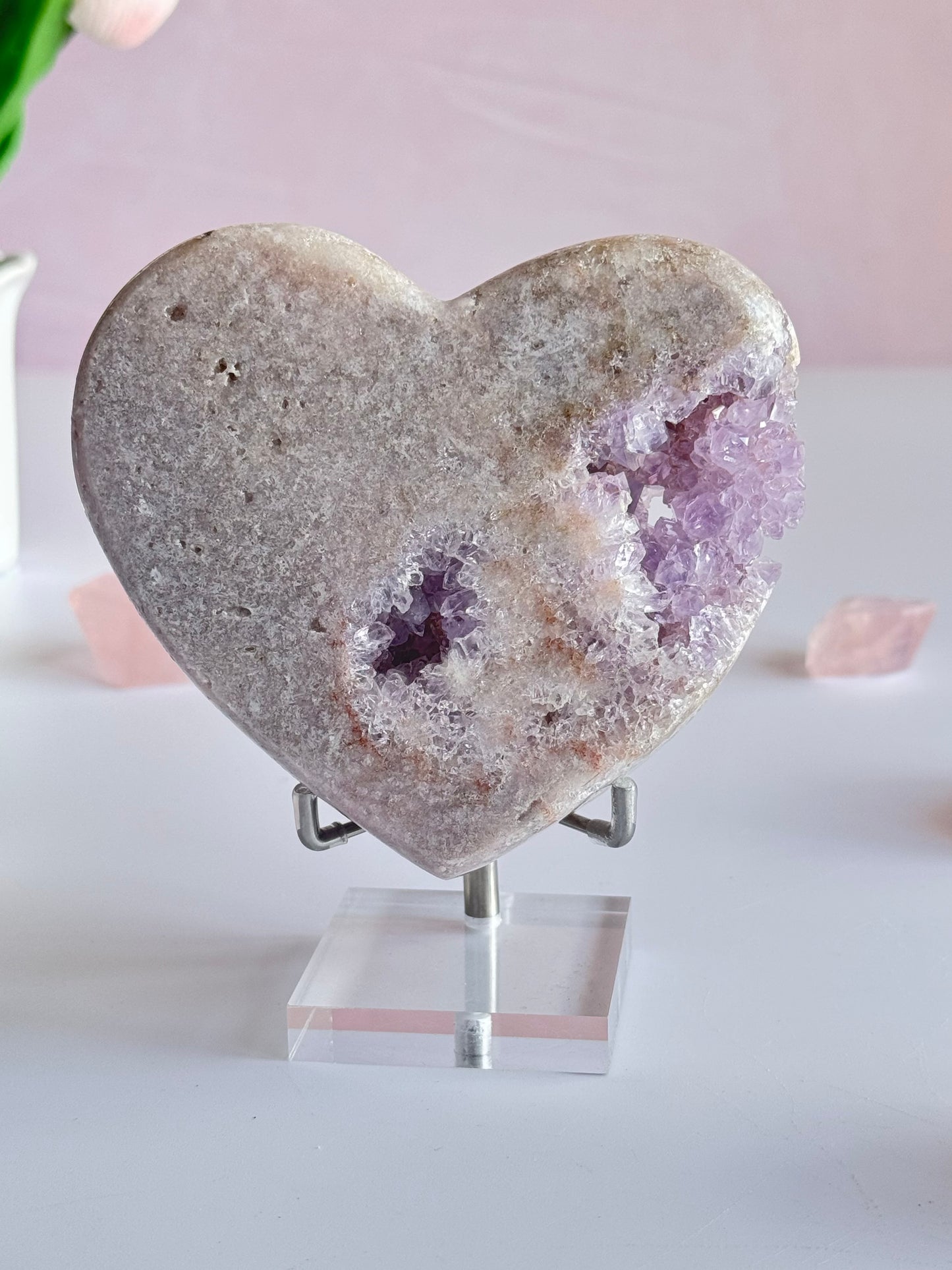 Pink Amethyst Heart with druzy