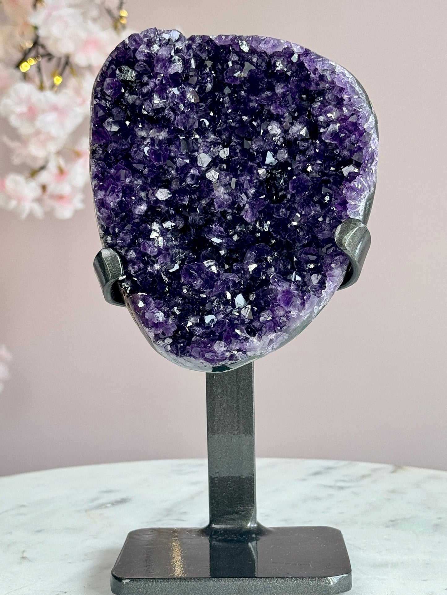 Uruguay Amethyst Druzy Cluster on Custom Stand