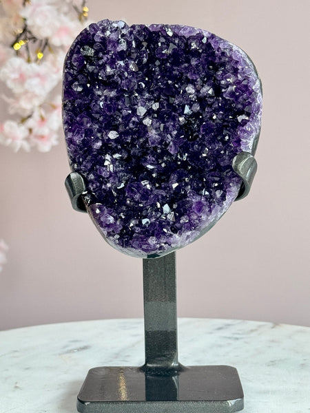 Uruguay Amethyst Druzy Cluster on Custom Stand