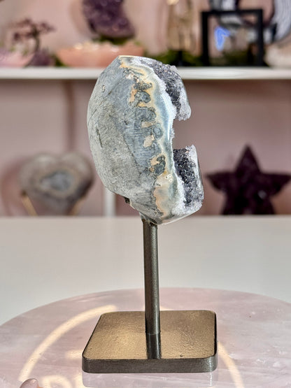 Uruguay Amethyst with Double Stalactite Eyes | Druzy Crystal on Stand