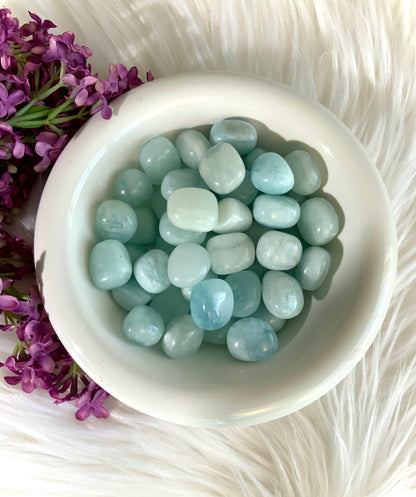 Aquamarine Tumbled Stone • Calm & Intuition Crystal • Soothing Ocean Energy