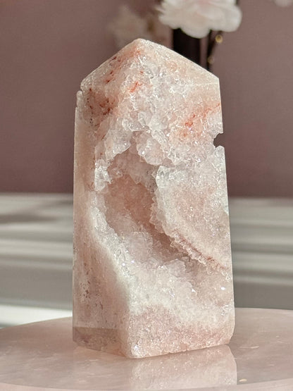 Soft Blush Pink Amethyst Druzy Tower