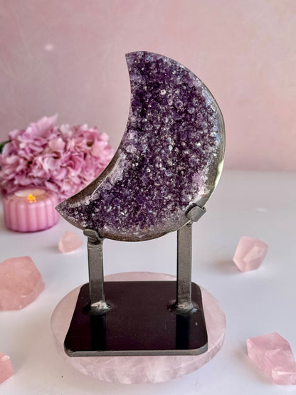 Amethyst Moon on Custom Stand