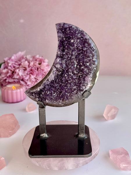 Amethyst Moon on Custom Stand