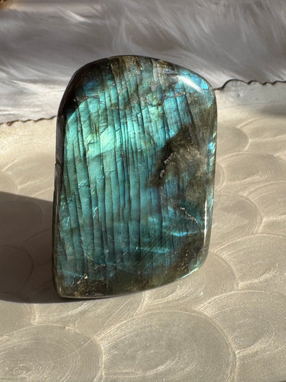 Flashy Labradorite Freeform — Teal Blue Flash