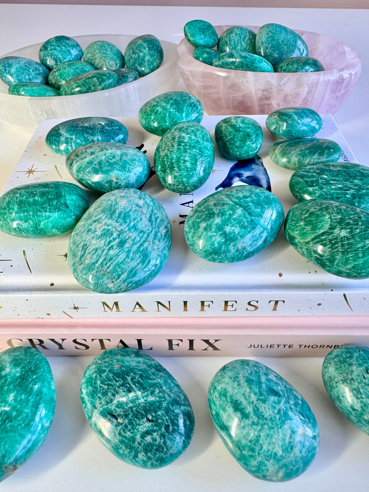Amazonite Palm Stones | Deep Teal & Emerald Green | Intuitively choosen