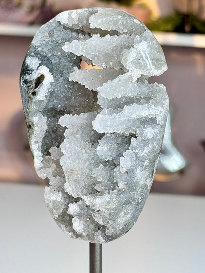 Uruguay White Druzy Quartz Geode | Sparkling Natural Crystal Formation