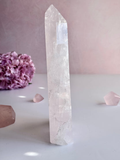 💗 Beautiful Icy Rose Quartz Tower | One-of-a-Kind Statement Piece