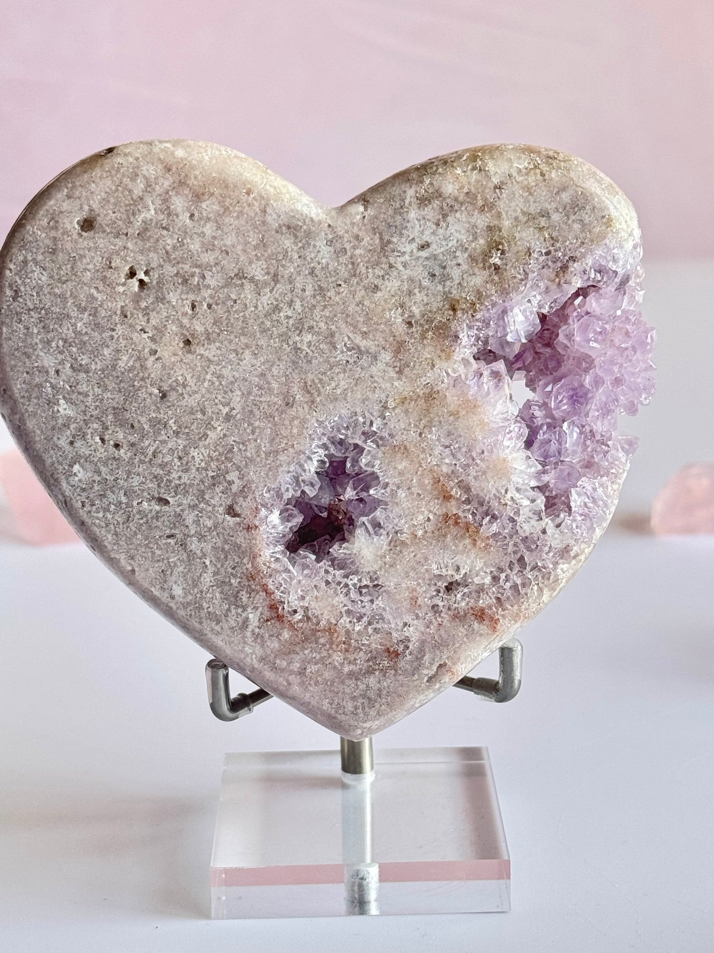 Pink Amethyst Heart with druzy