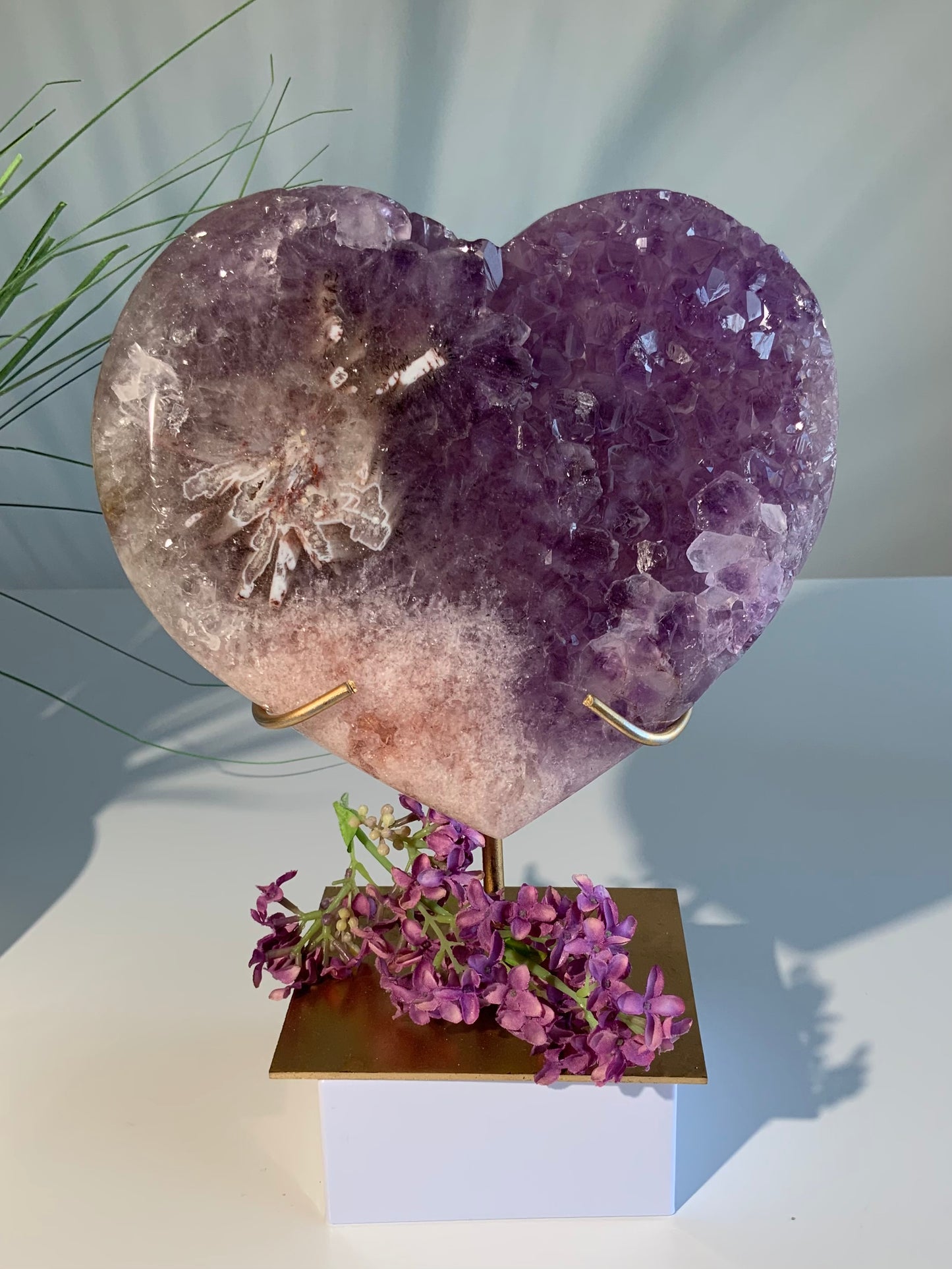 Rare Amethyst in Pink Amethyst Heart — Statement Piece