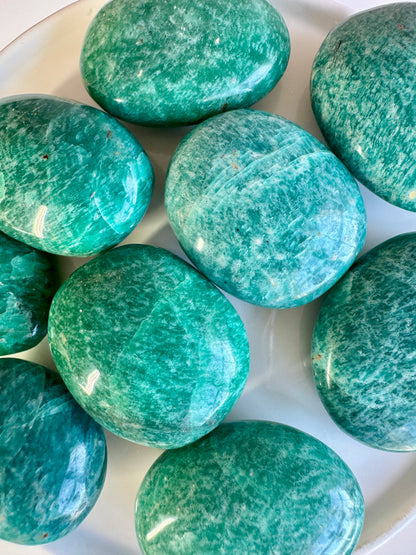 Amazonite Palm Stones | Deep Teal & Emerald Green | Intuitively choosen