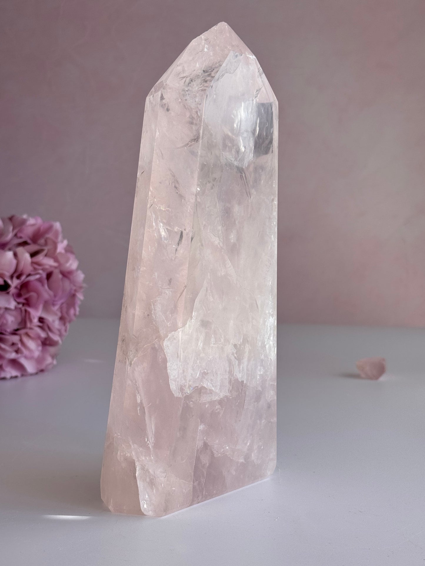 Rose Quartz Heart & Wings Carving