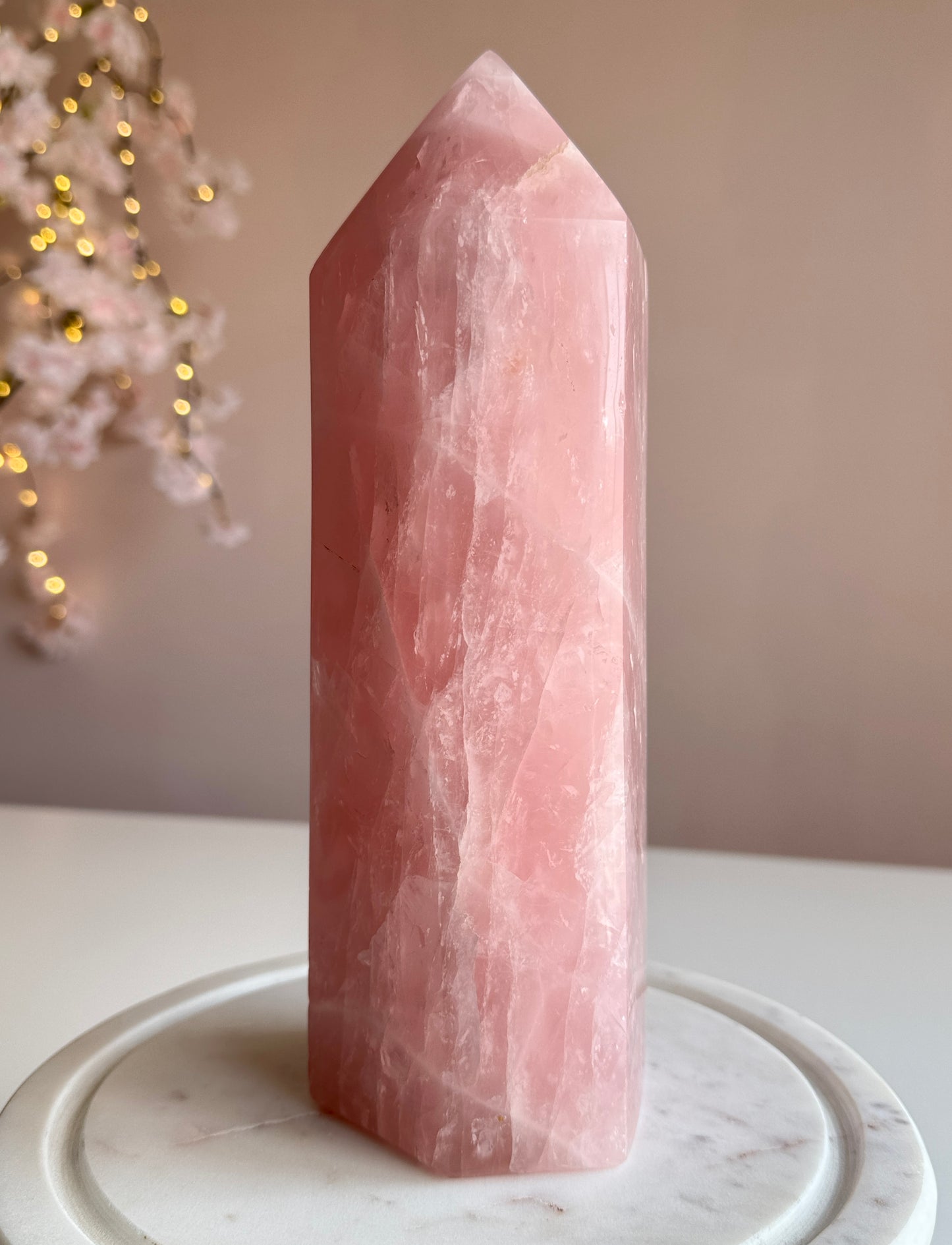 Bubblegum Pink Rose Quartz Tower | 10" Statement Crystal | 7 lb Natural Rose Quartz
