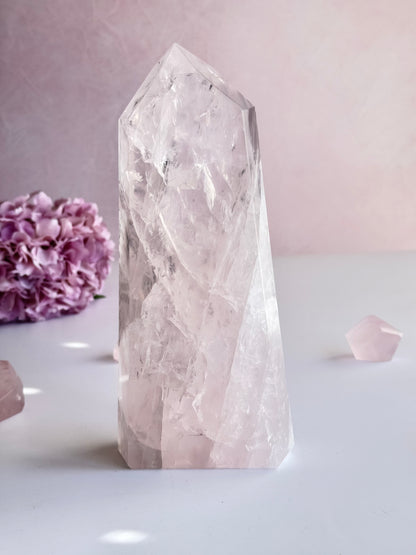 💗 Beautiful Icy Rose Quartz Tower | One-of-a-Kind Statement Piece