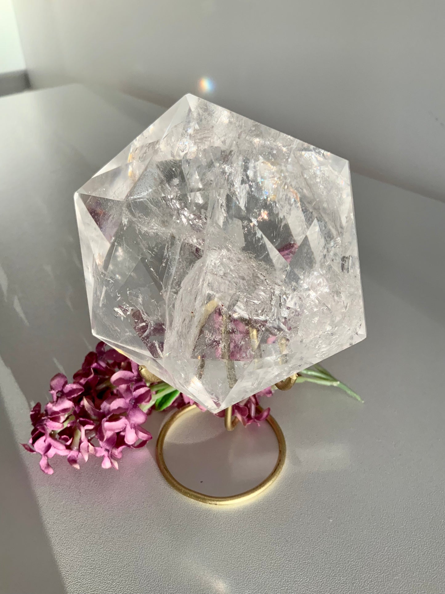 Clear Quartz Hexagon Crystal with Stand | Amplifier & Energy Cleanser