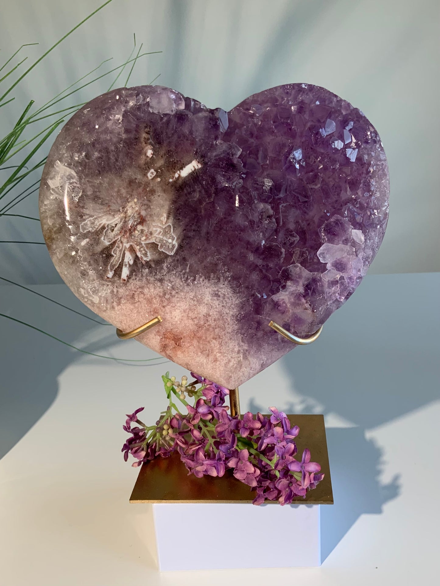 Rare Amethyst in Pink Amethyst Heart — Statement Piece