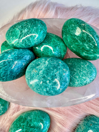 Amazonite Palm Stones | Deep Teal & Emerald Green | Intuitively choosen
