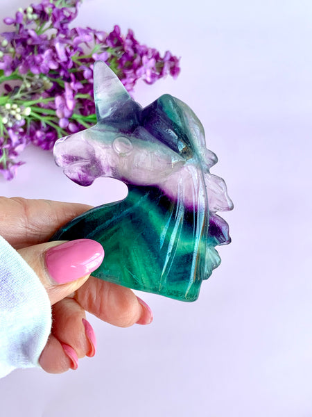 Fluorite Unicorn Carving