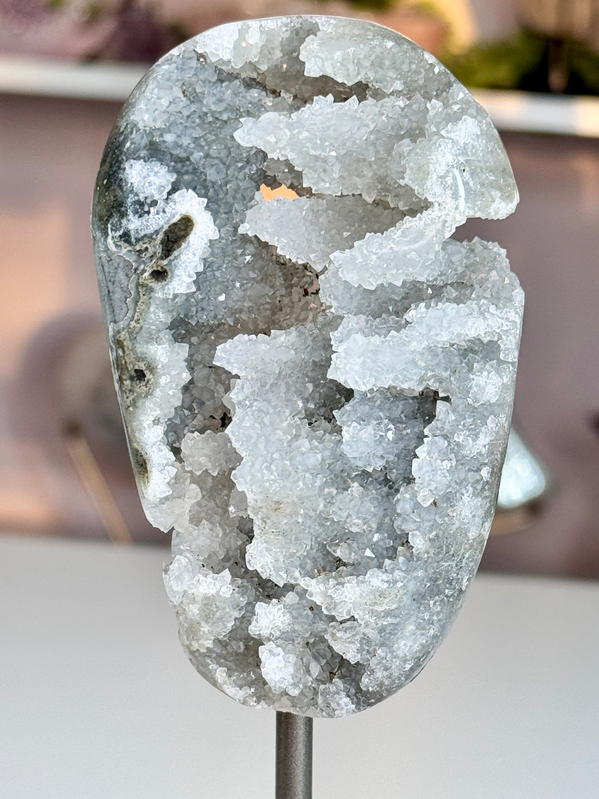 Uruguay White Druzy Quartz Geode | Sparkling Natural Crystal Formation