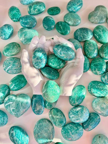 Amazonite Palm Stones | Deep Teal & Emerald Green | Intuitively choosen