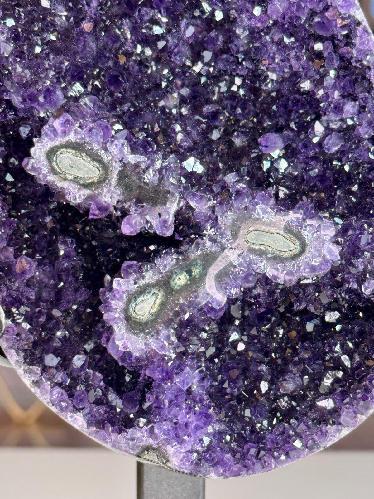 Uruguay Amethyst with Flower Formations on Stand
