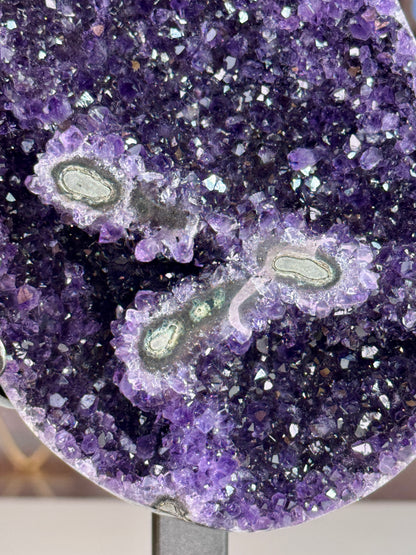 Uruguay Amethyst with Flower Formations on Stand