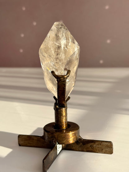 Rainbow Quartz Faceted Heart on Custom Spin Stand