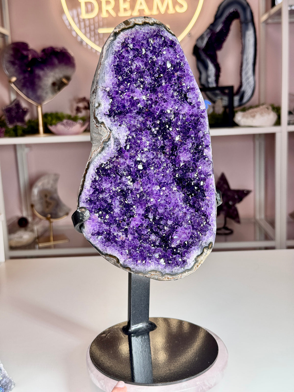 Uruguay Amethyst Geode on Stand | Deep Grape Jelly Purple | 13 Inches