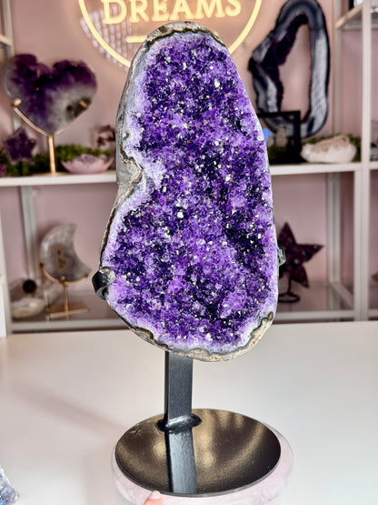 Uruguay Amethyst Geode on Stand | Deep Grape Jelly Purple | 13 Inches