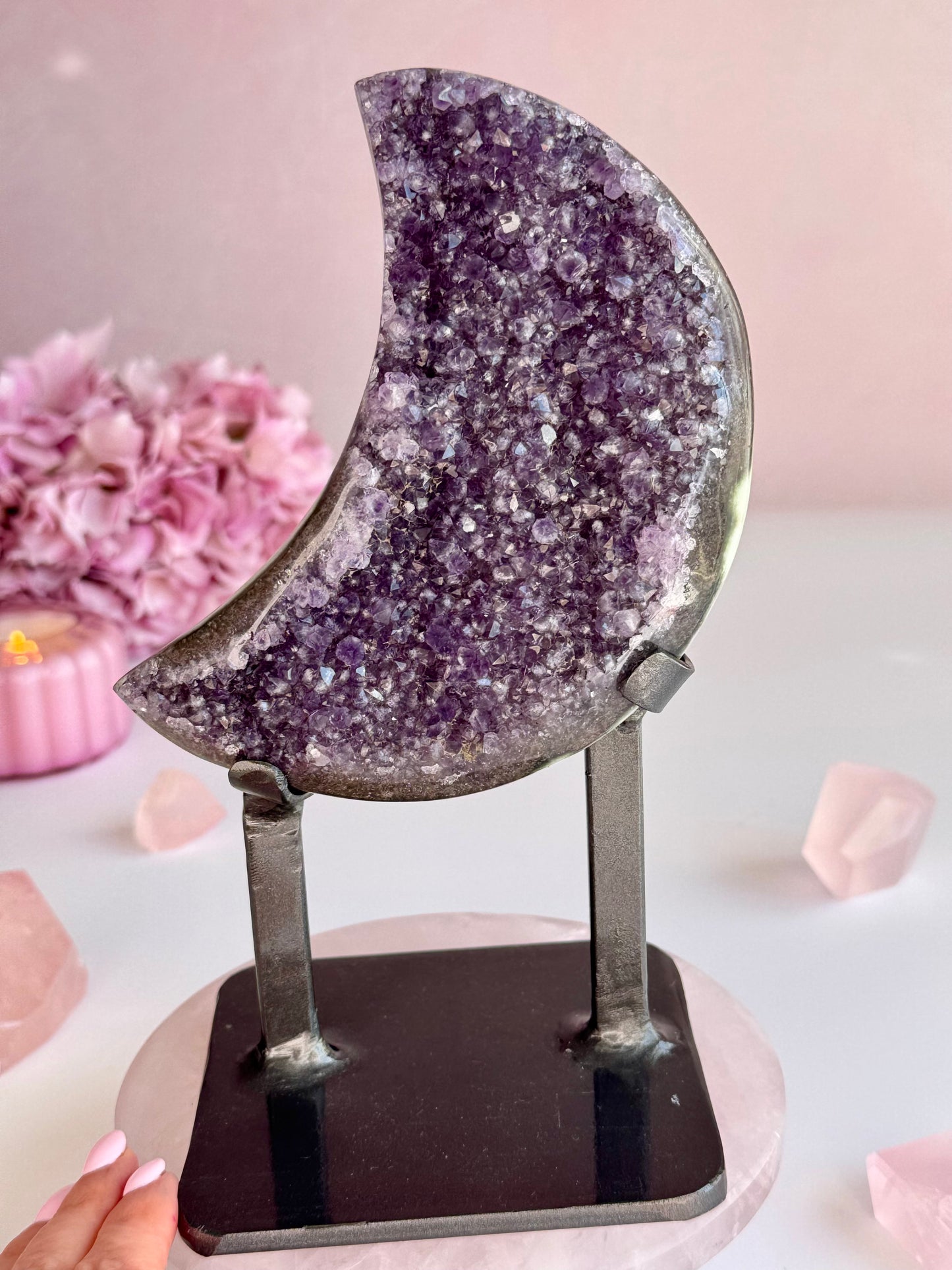 Amethyst Moon on Custom Stand
