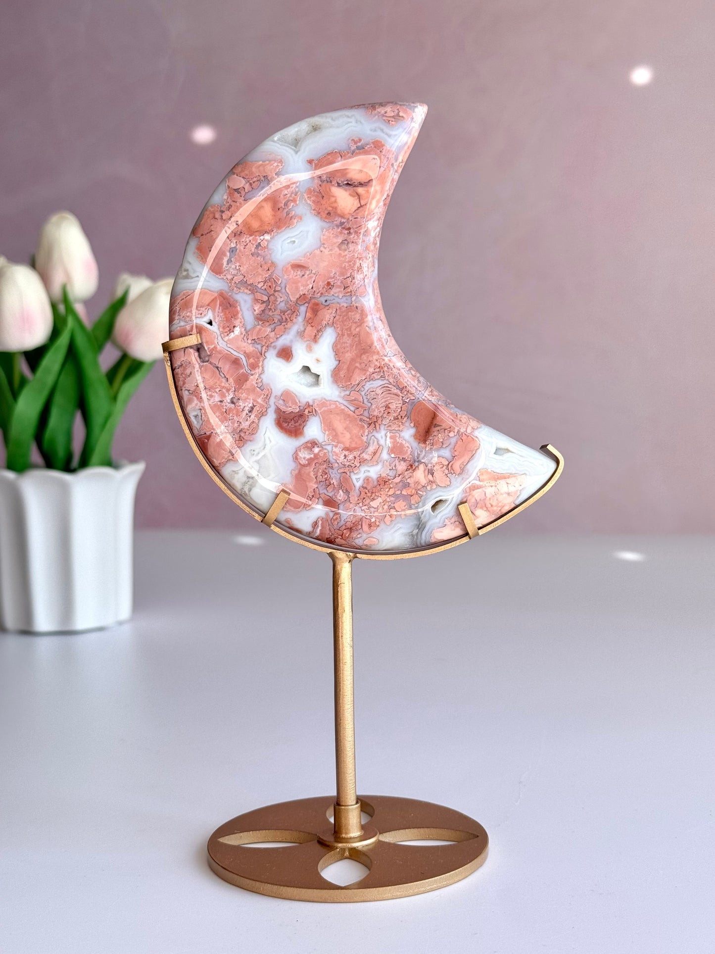Cotton Candy Agate Moon