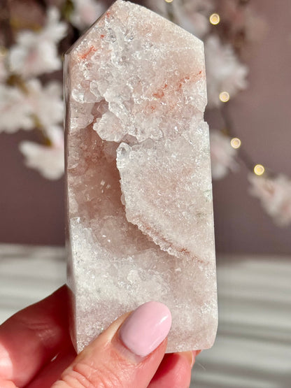 Soft Blush Pink Amethyst Druzy Tower