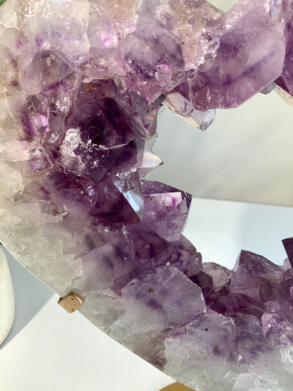 Amethyst Portal Crystal Heart on Stand – Statement Piece