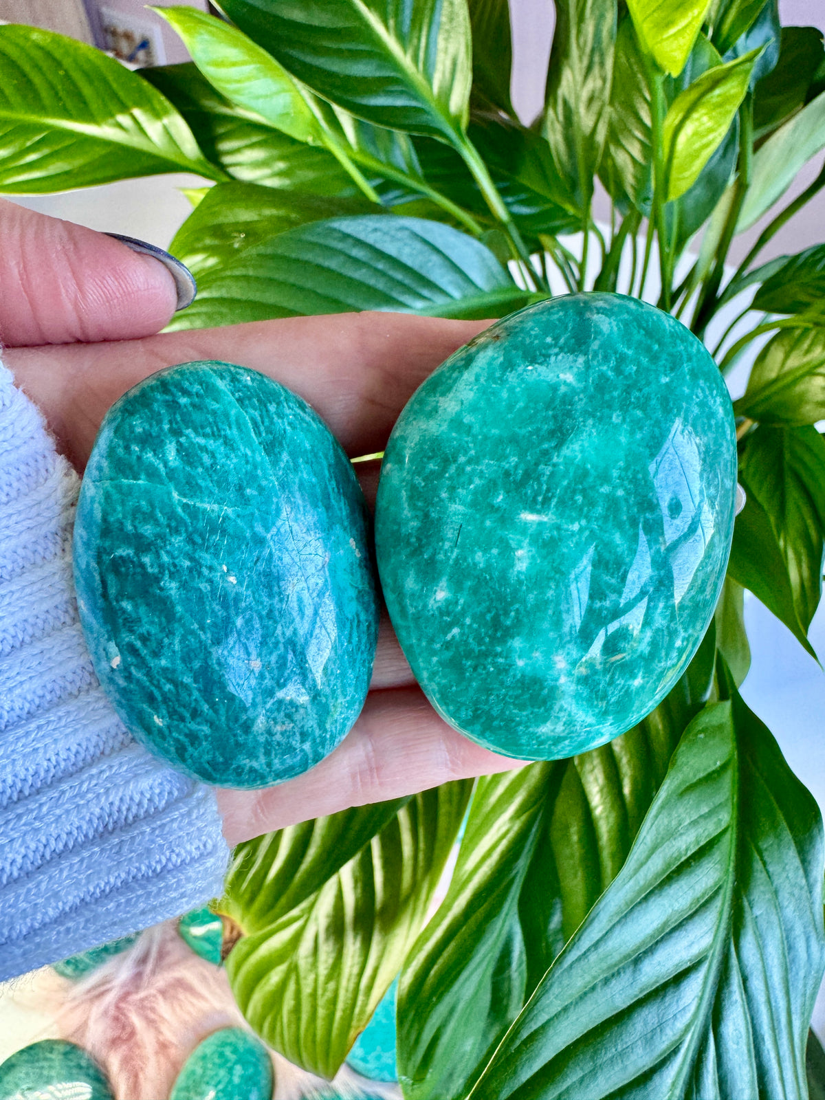 Amazonite Palm Stones | Deep Teal & Emerald Green | Intuitively choosen