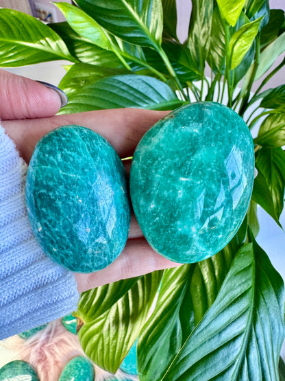 Amazonite Palm Stones | Deep Teal & Emerald Green | Intuitively choosen