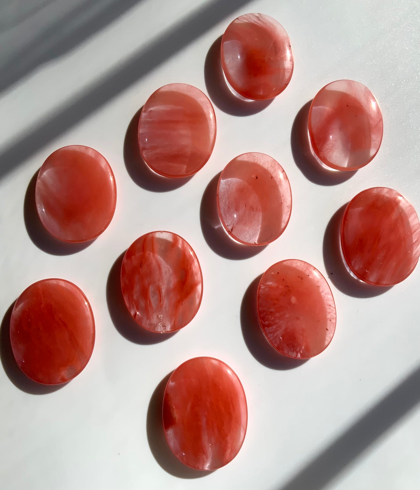 Strawberry Quartz Flat Pocket Stone