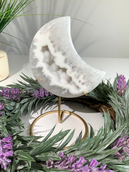 Agate Moon with Druzy - E