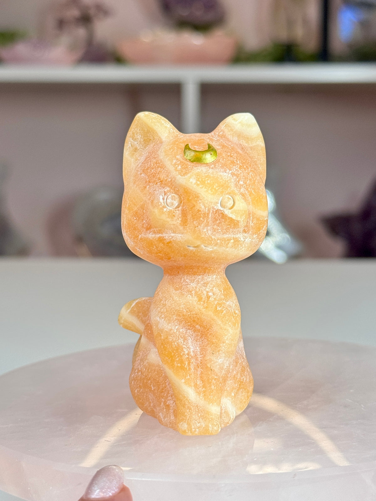 Luna Crystal Cats | Crescent Moon Cat Carvings | 4 Crystal Options