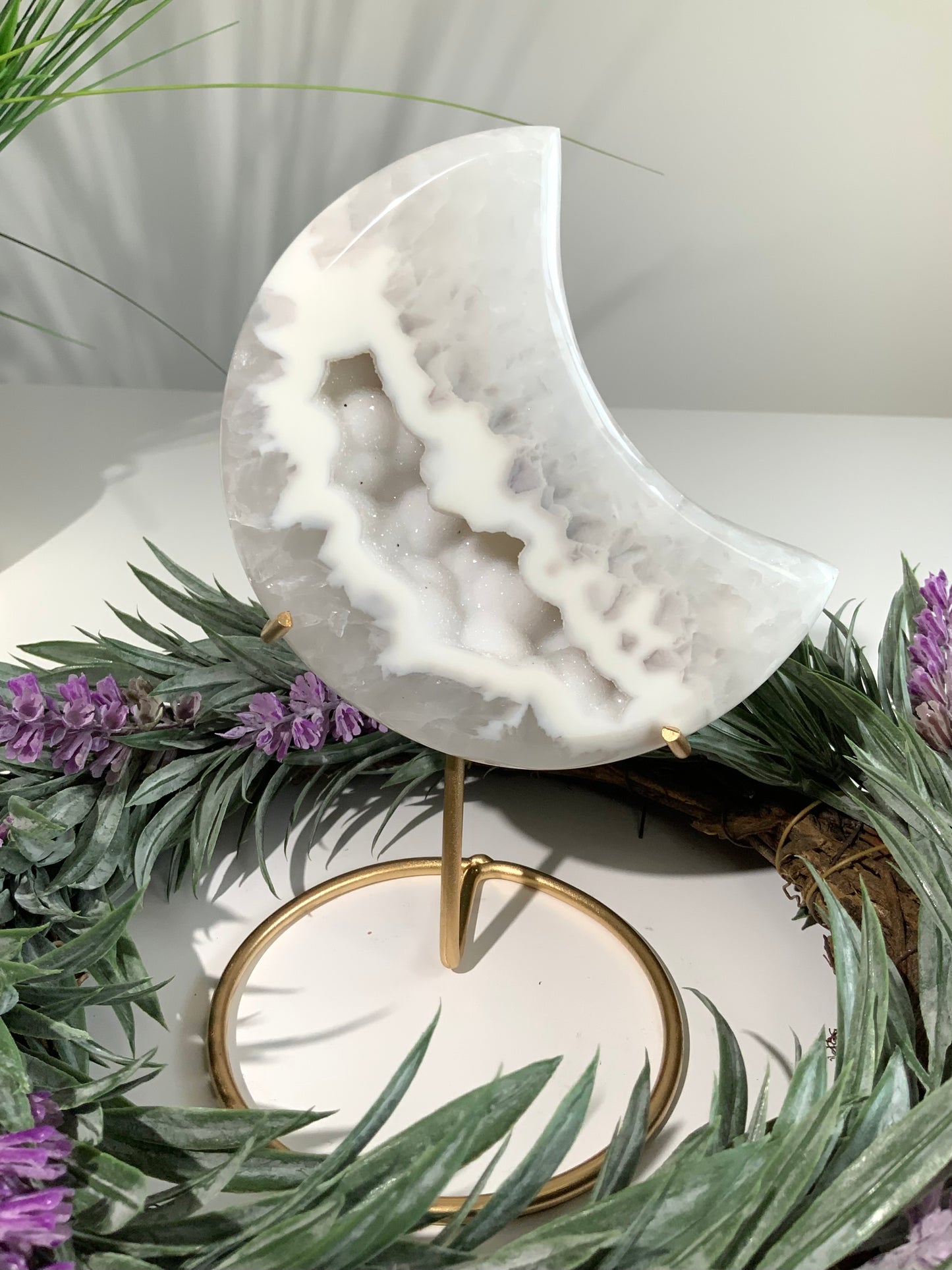 Agate Moon with Druzy - E