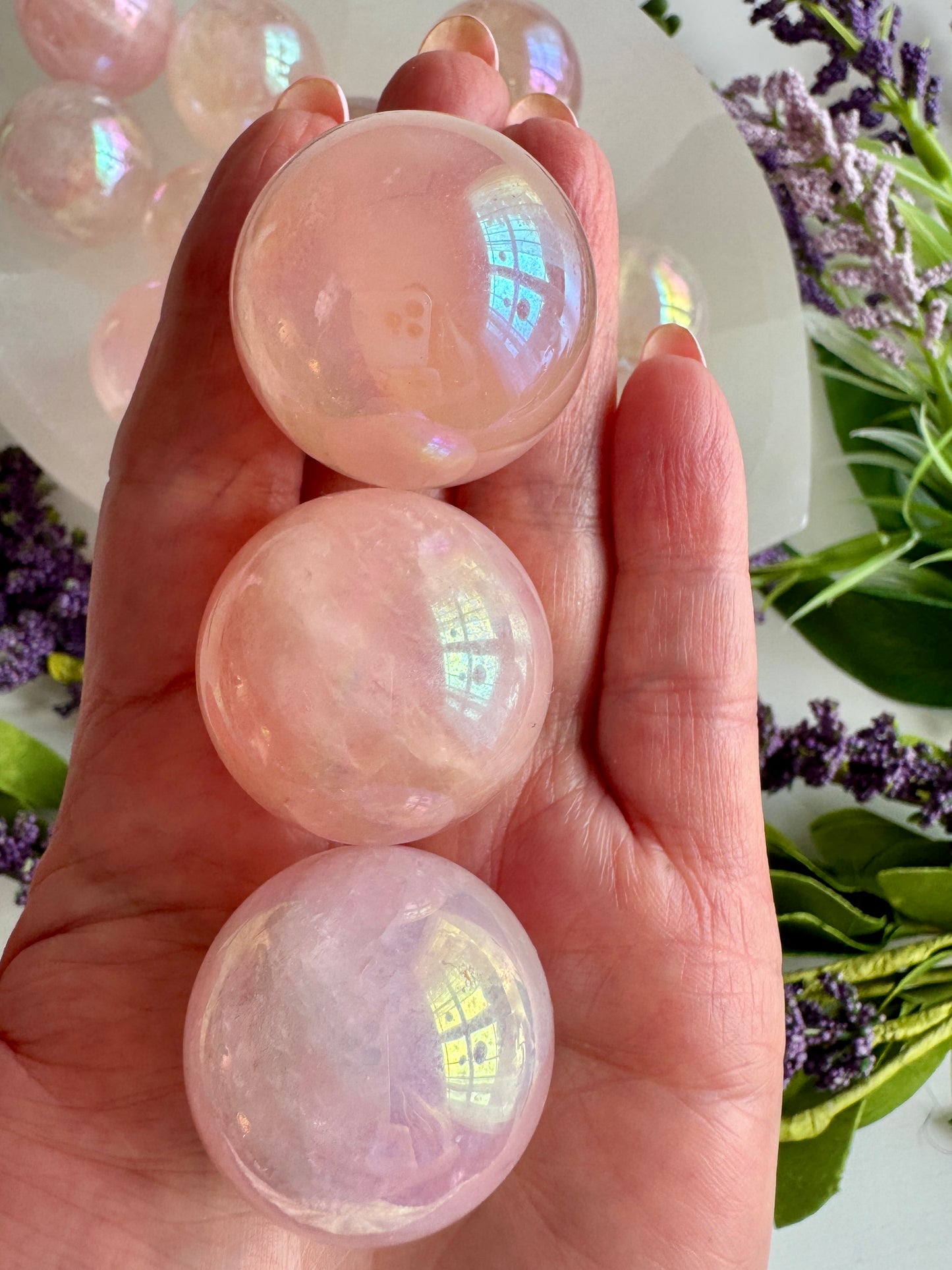 Aura Rose Quartz Sphere – Angel Aura Love Crystal for Heart Healing & Peace