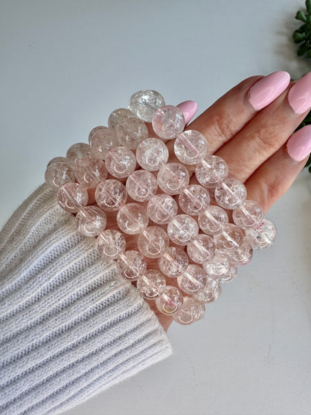 Pink Himalayan Quartz Bracelet | 8mm Natural Crystal Bracelet