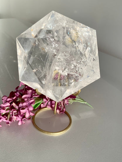 Clear Quartz Hexagon Crystal with Stand | Amplifier & Energy Cleanser