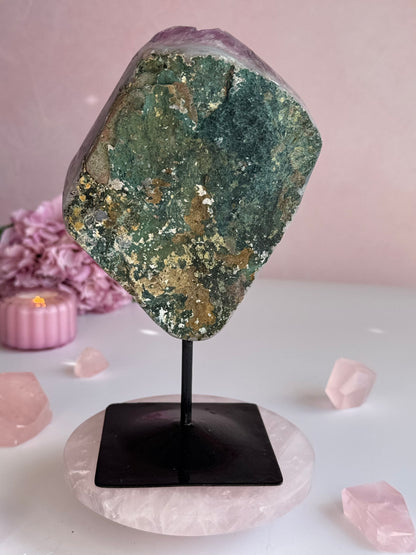 Deep Purple Amethyst Cluster on Custom Stand | Natural Crystal Display