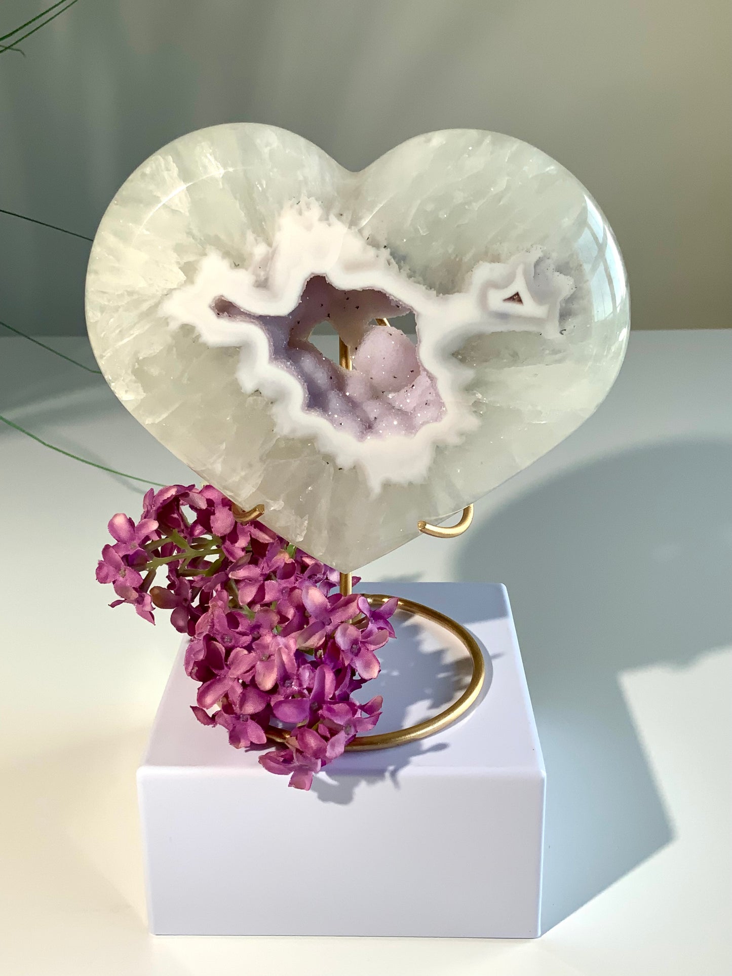 Lavendar Sugar Druzy Agate Heart