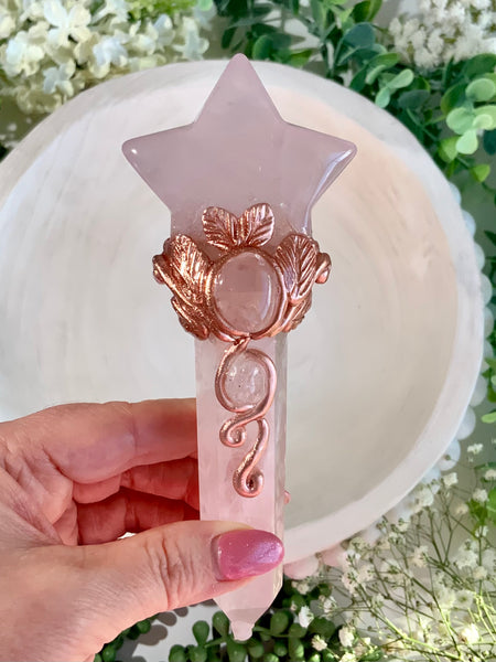 Crystal Magic Wands – Moon, Star & Heart Crystal Wand | Amethyst, Rose Quartz, Clear Quartz & Obsidian