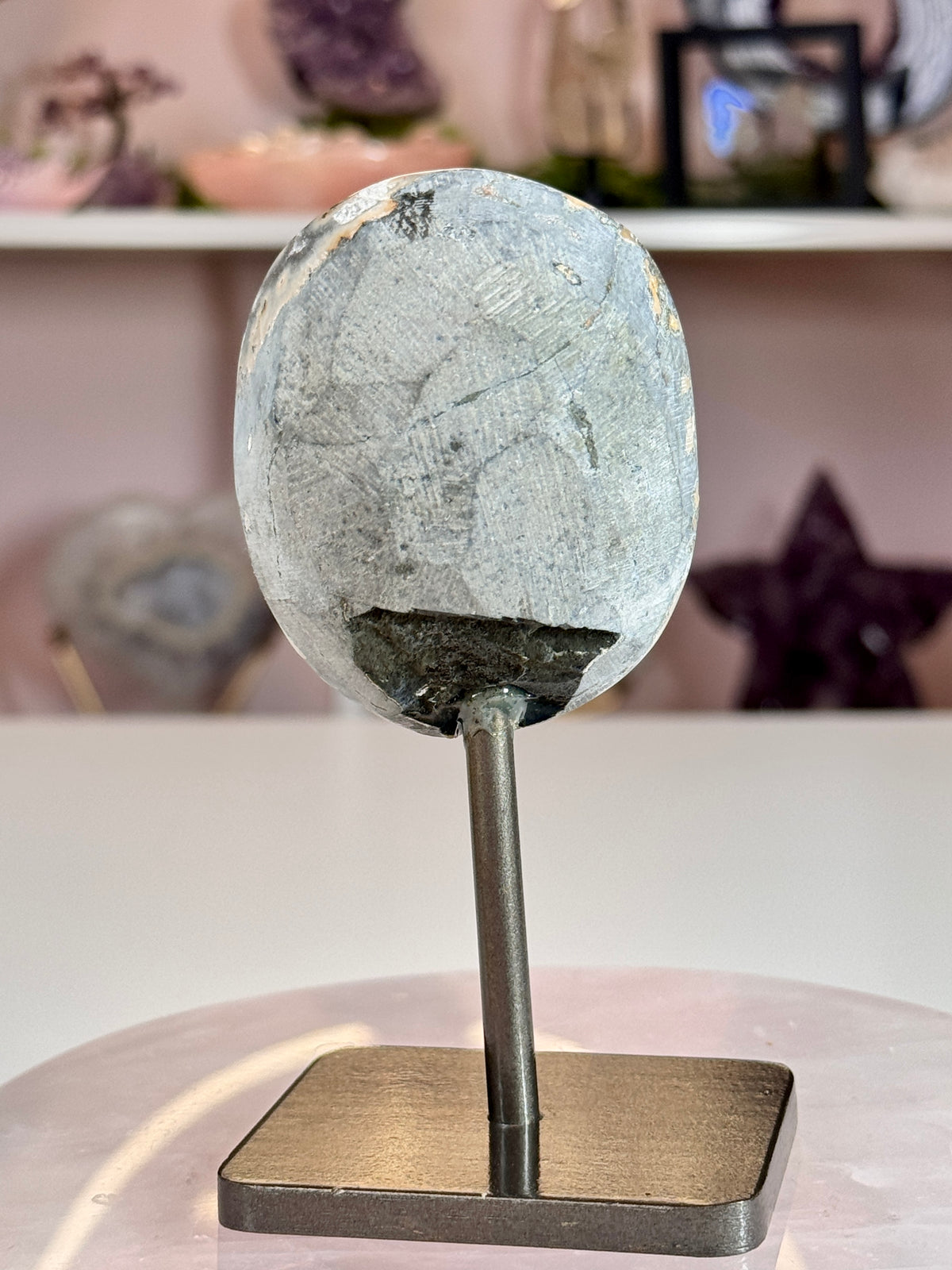 Uruguay Amethyst with Double Stalactite Eyes | Druzy Crystal on Stand
